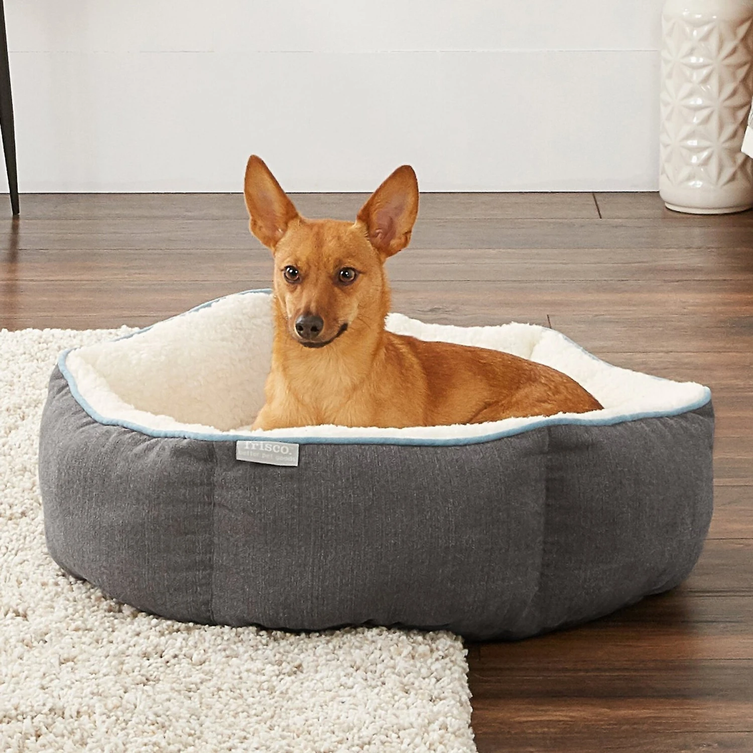 Frisco Sherpa Hexagon Bolster Cat & Dog Bed 1 Frisco Sherpa Hexagon Bolster Cat & Dog Bed