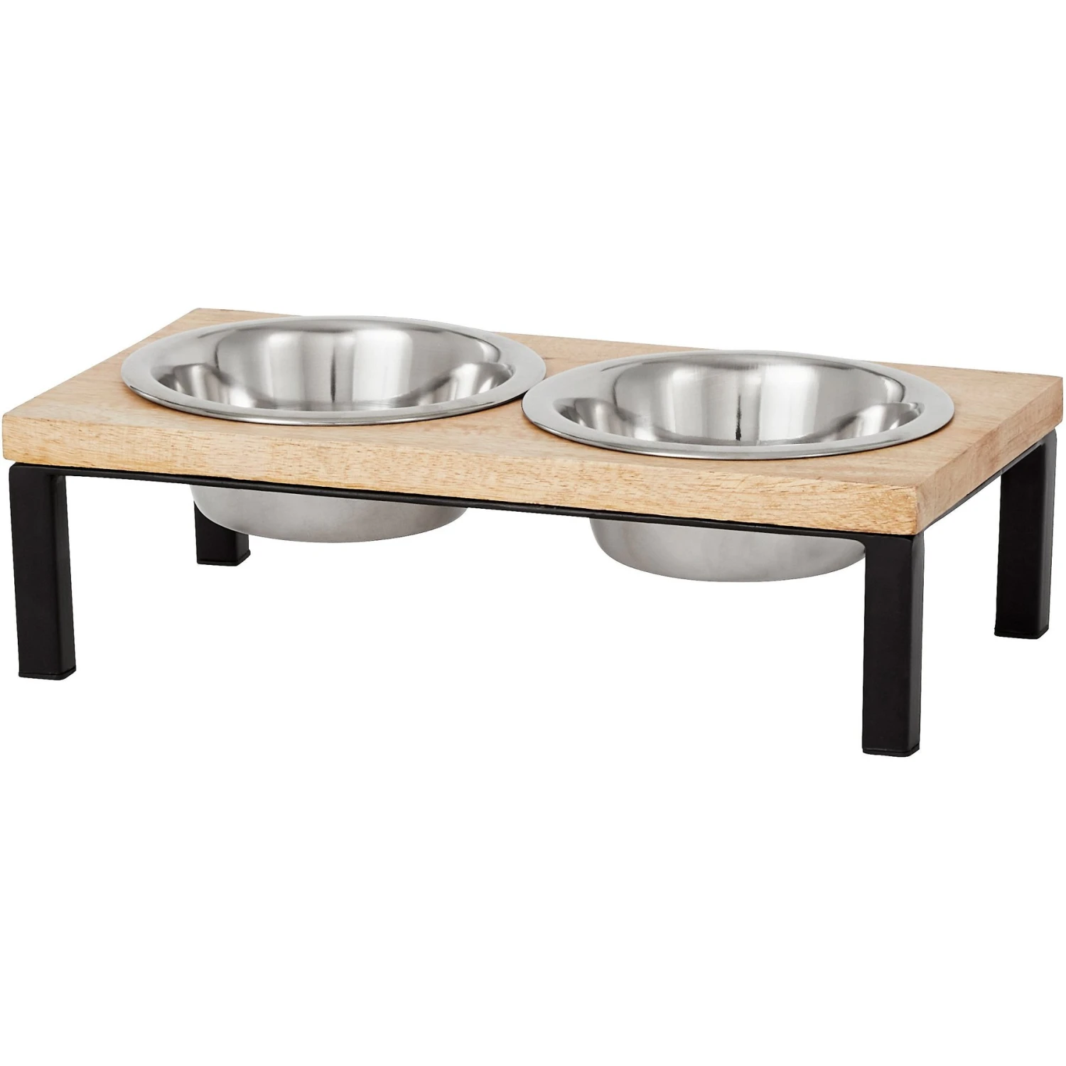 Frisco Wood Elevated Stainless Steel Double Diner Dog & Cat Bowl 2 Frisco Wood Elevated Stainless Steel Double Diner Dog & Cat Bowl - Image 2