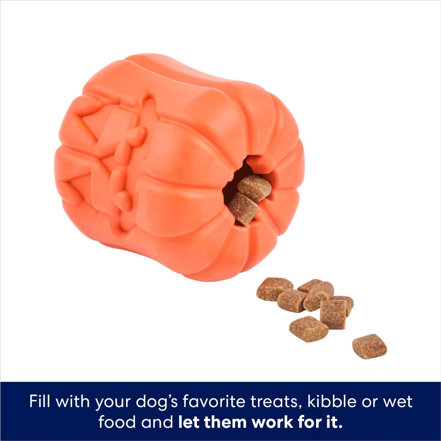 Frisco Halloween Pumpkin Rubber Treat Dispenser Dog Toy, Medium/Large 4 Frisco Halloween Pumpkin Rubber Treat Dispenser Dog Toy, Medium/Large - Image 4