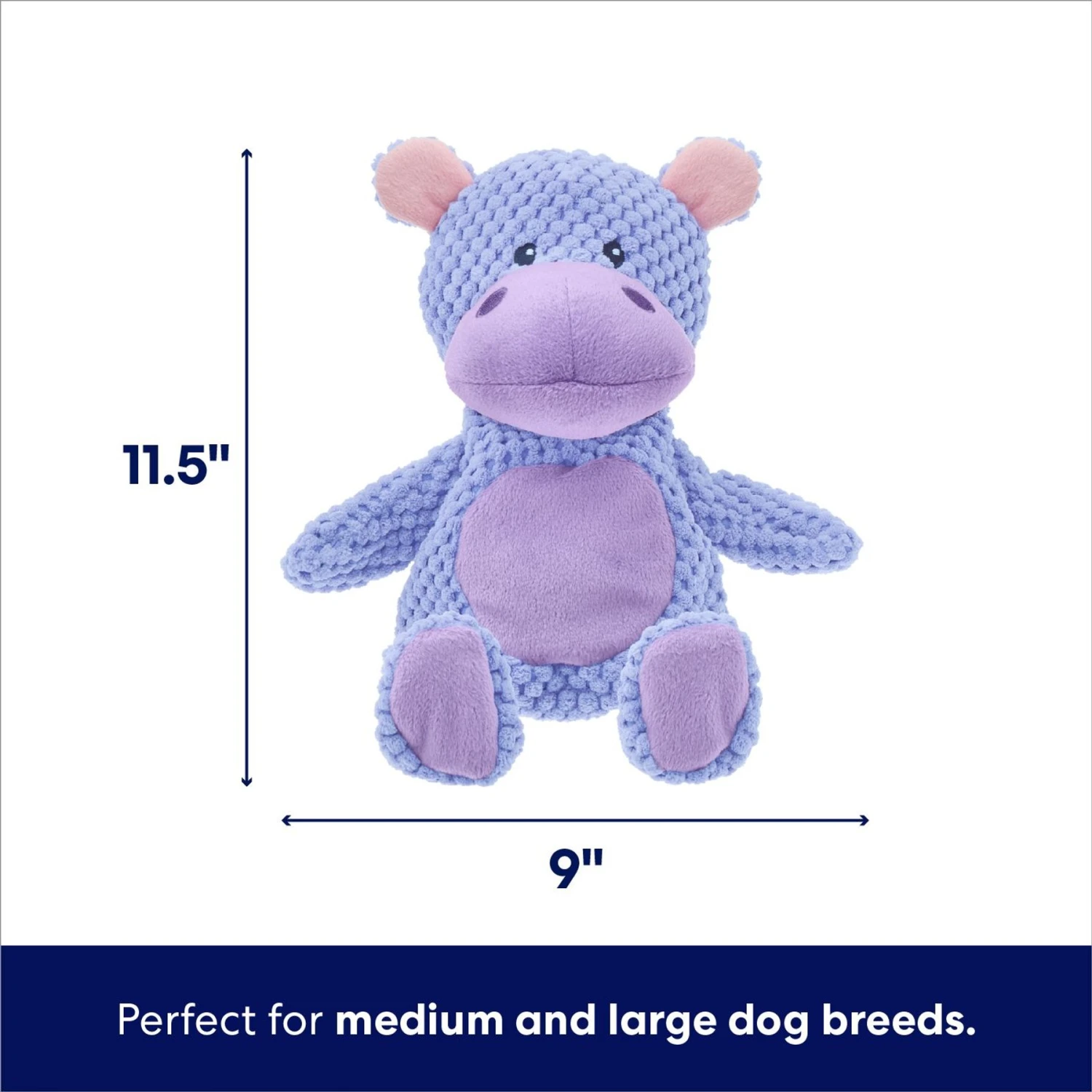 Frisco Hippo Textured Plush Squeaky Dog Toy 2 Frisco Hippo Textured Plush Squeaky Dog Toy - Image 2