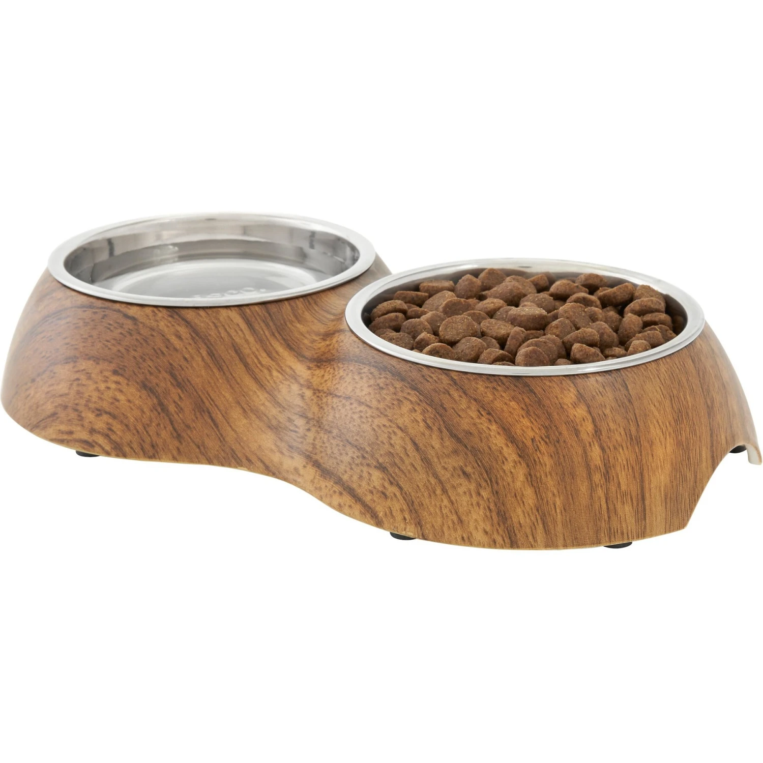 Frisco Double Stainless Steel Bowl, Wood Design 3 Frisco Double Stainless Steel Bowl, Wood Design - Image 3