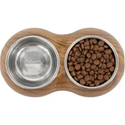 Frisco Double Stainless Steel Bowl, Wood Design 11 Frisco Double Stainless Steel Bowl, Wood Design -Frisco 216068 PT4. AC SS1800 V1591021017