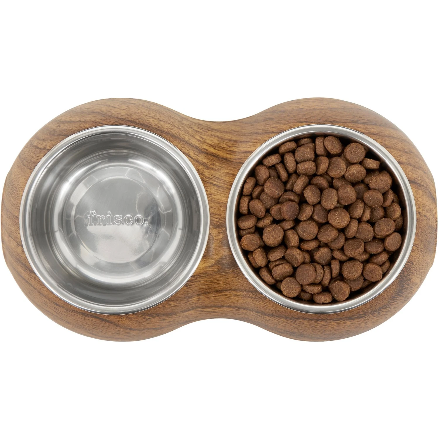Frisco Double Stainless Steel Bowl, Wood Design 5 Frisco Double Stainless Steel Bowl, Wood Design - Image 5