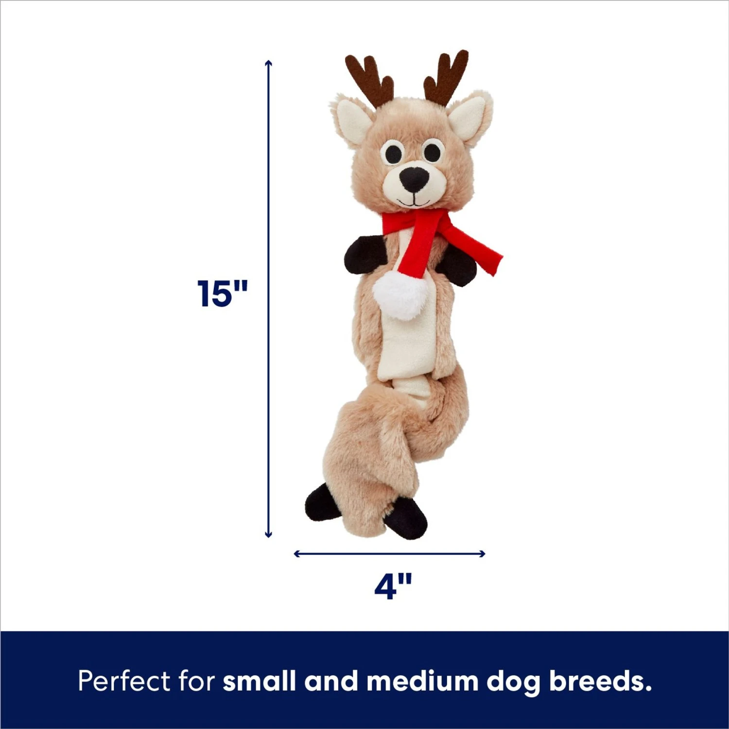 Frisco Holiday Reindeer Bungee Plush Squeaky Dog Toy 2 Frisco Holiday Reindeer Bungee Plush Squeaky Dog Toy - Image 2