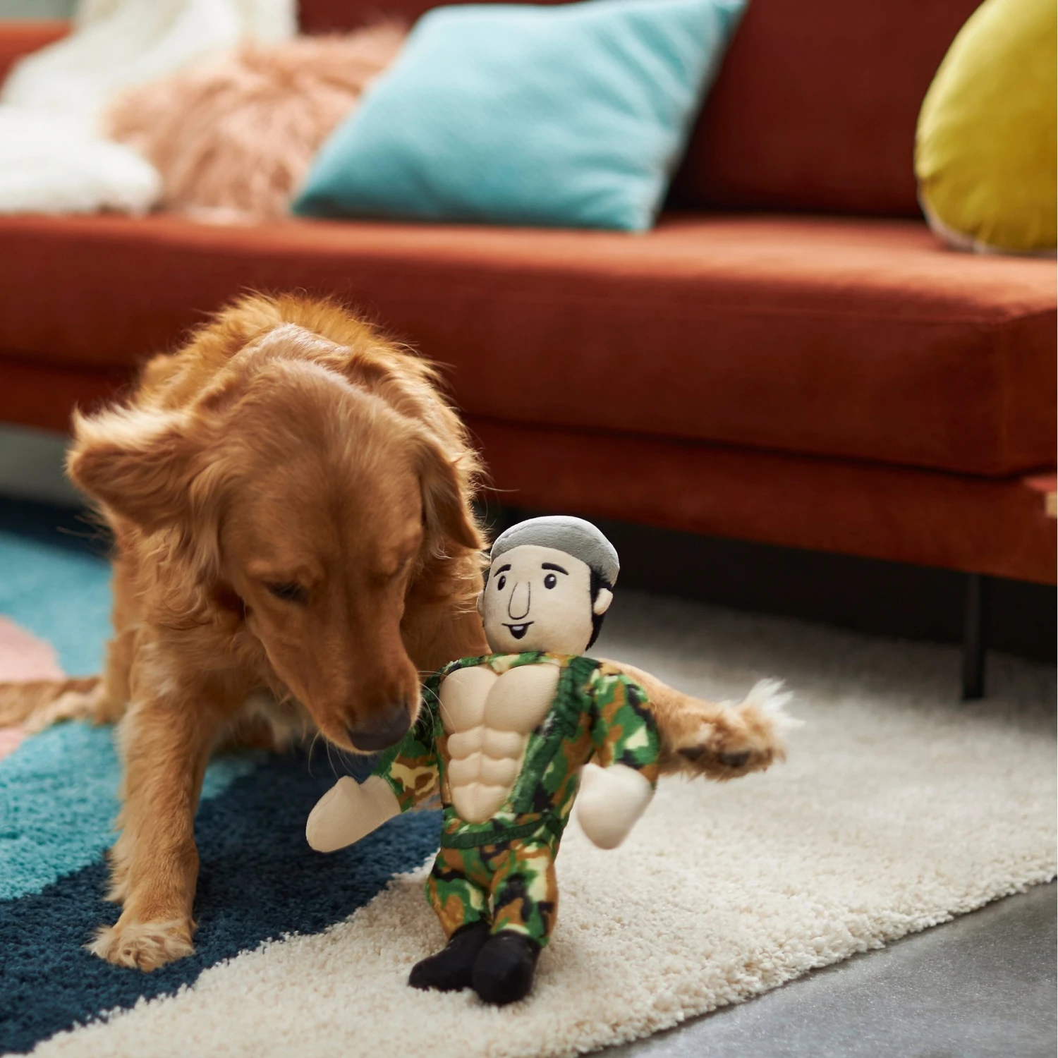 Frisco Retro Camo Hero Muscle Plush Squeaky Dog Toy 3 Frisco Retro Camo Hero Muscle Plush Squeaky Dog Toy - Image 3