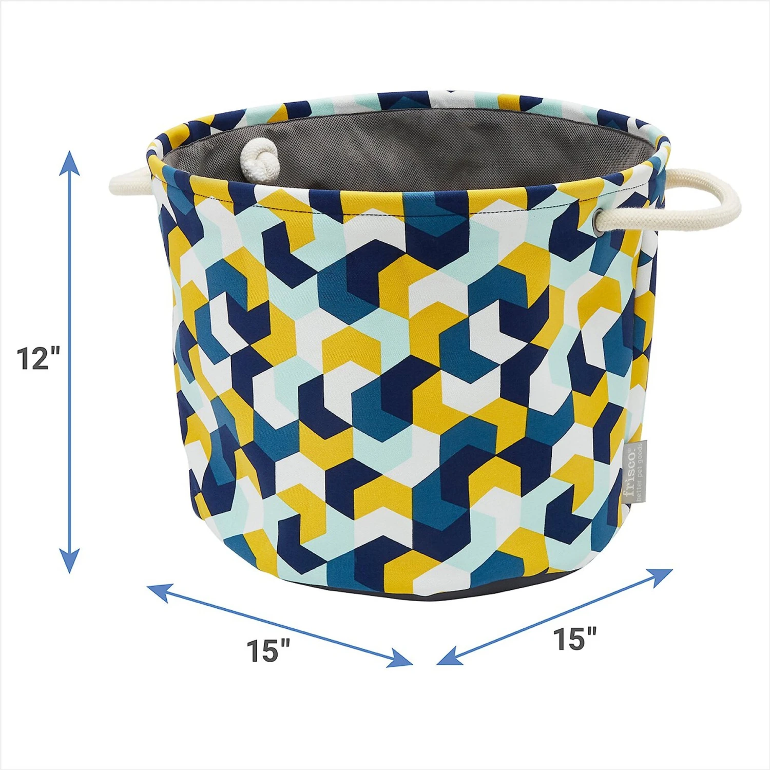 Frisco Round Collapsible Pet Toy Storage Bin, Yellow Geometric 3 Frisco Round Collapsible Pet Toy Storage Bin, Yellow Geometric - Image 3