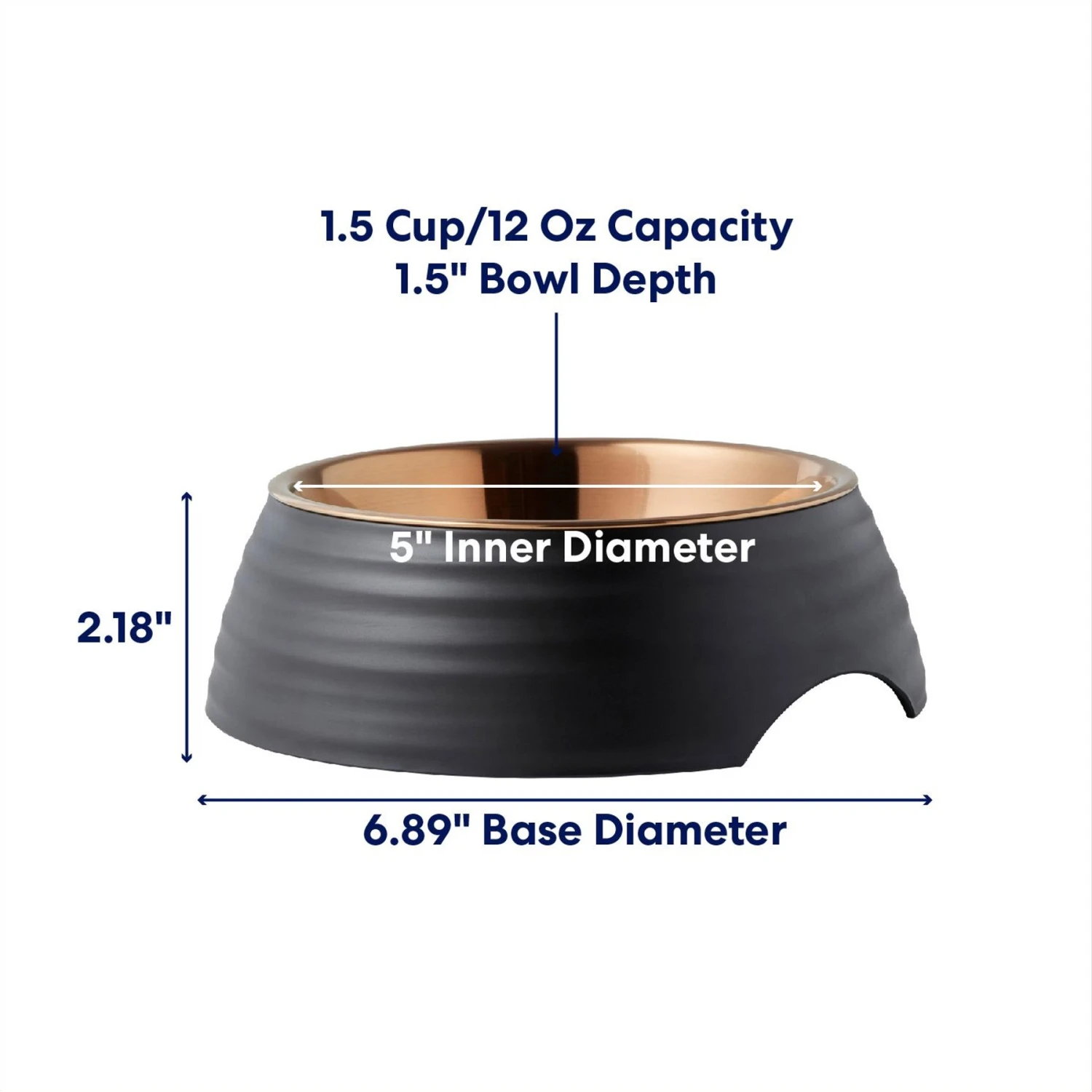 Frisco Matte Black Design Light Copper Stainless Steel Dog & Cat Bowl 2 Frisco Matte Black Design Light Copper Stainless Steel Dog & Cat Bowl - Image 2