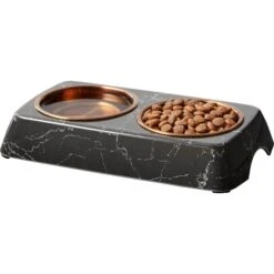 Frisco Copper Stainless Steel Double Dog & Cat Bowls With Black Marble Stand 11 Frisco Copper Stainless Steel Double Dog & Cat Bowls With Black Marble Stand -Frisco 253058 PT3. AC SS1800 V1616593931