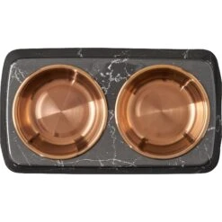 Frisco Copper Stainless Steel Double Dog & Cat Bowls With Black Marble Stand 12 Frisco Copper Stainless Steel Double Dog & Cat Bowls With Black Marble Stand -Frisco 253058 PT4. AC SS1800 V1616595761