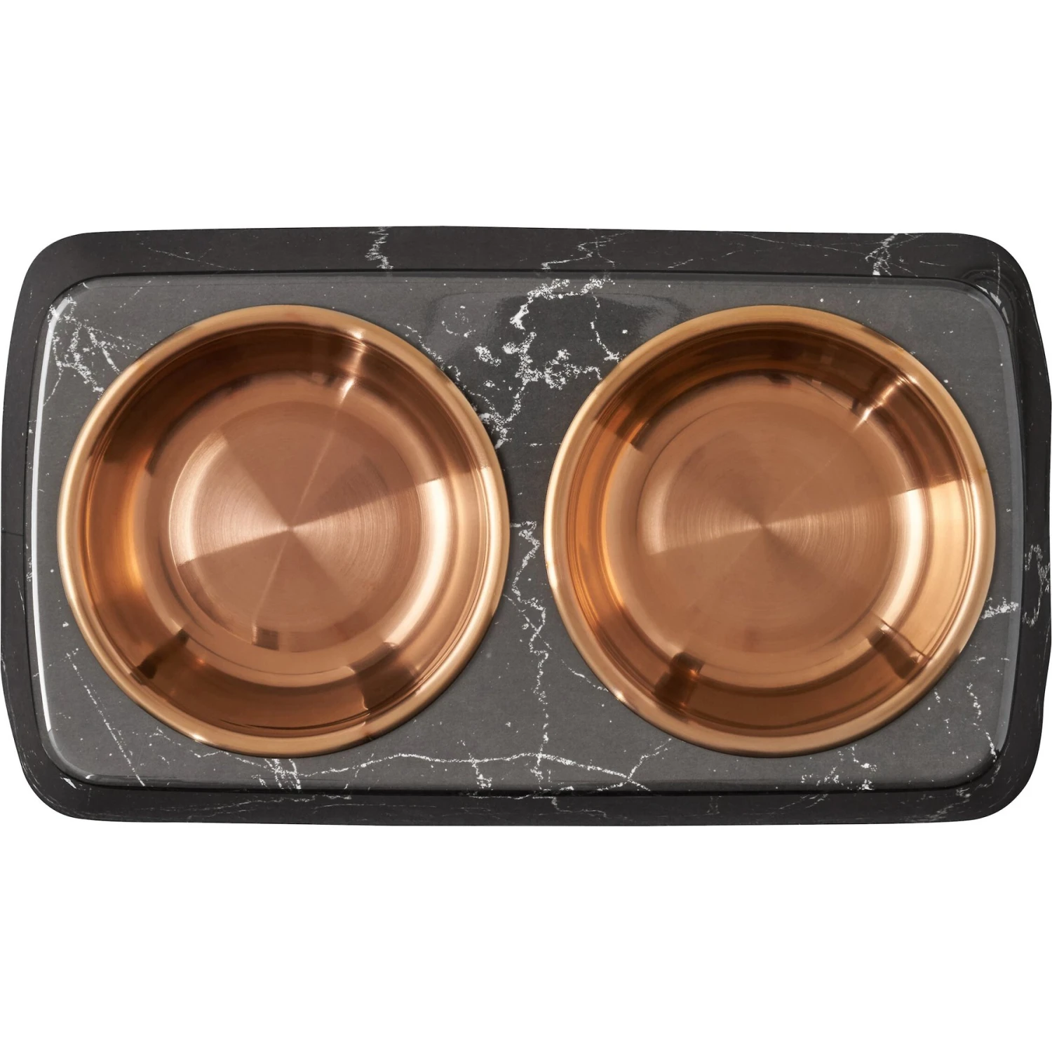 Frisco Copper Stainless Steel Double Dog & Cat Bowls With Black Marble Stand 5 Frisco Copper Stainless Steel Double Dog & Cat Bowls With Black Marble Stand - Image 5