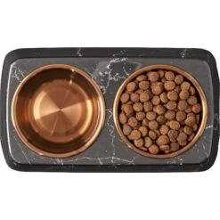Frisco Copper Stainless Steel Double Dog & Cat Bowls With Black Marble Stand 13 Frisco Copper Stainless Steel Double Dog & Cat Bowls With Black Marble Stand -Frisco 253058 PT5. AC SS1800 V1616595394