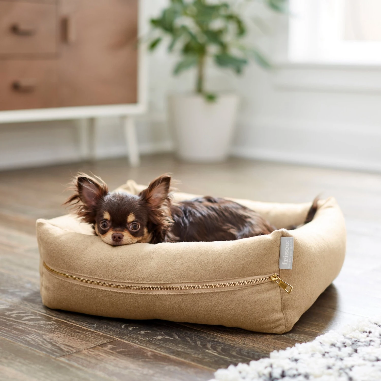 Frisco Faux Felt Reversible Modern Zipper Bolster Cat & Dog Bed 1 Frisco Faux Felt Reversible Modern Zipper Bolster Cat & Dog Bed