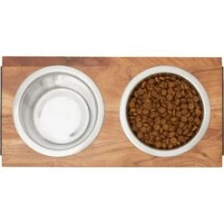 Frisco Wood Elevated Non-Skid Stainless Steel Double Diner Dog & Cat Bowl 8 Frisco Wood Elevated Non-Skid Stainless Steel Double Diner Dog & Cat Bowl -Frisco 257143 PT2. AC SS1800 V1615310833