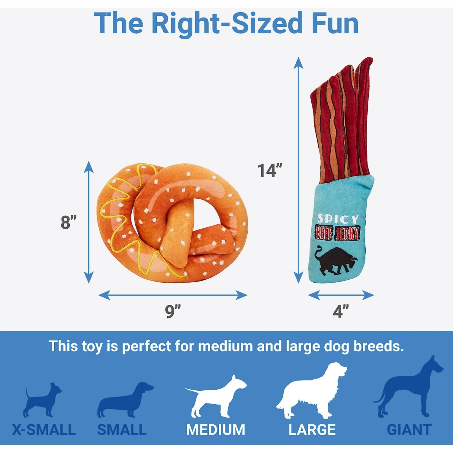 Frisco Road Trip Jerky & Pretzel Plush Squeaky Dog Toy, 2 Count 2 Frisco Road Trip Jerky & Pretzel Plush Squeaky Dog Toy, 2 Count - Image 2