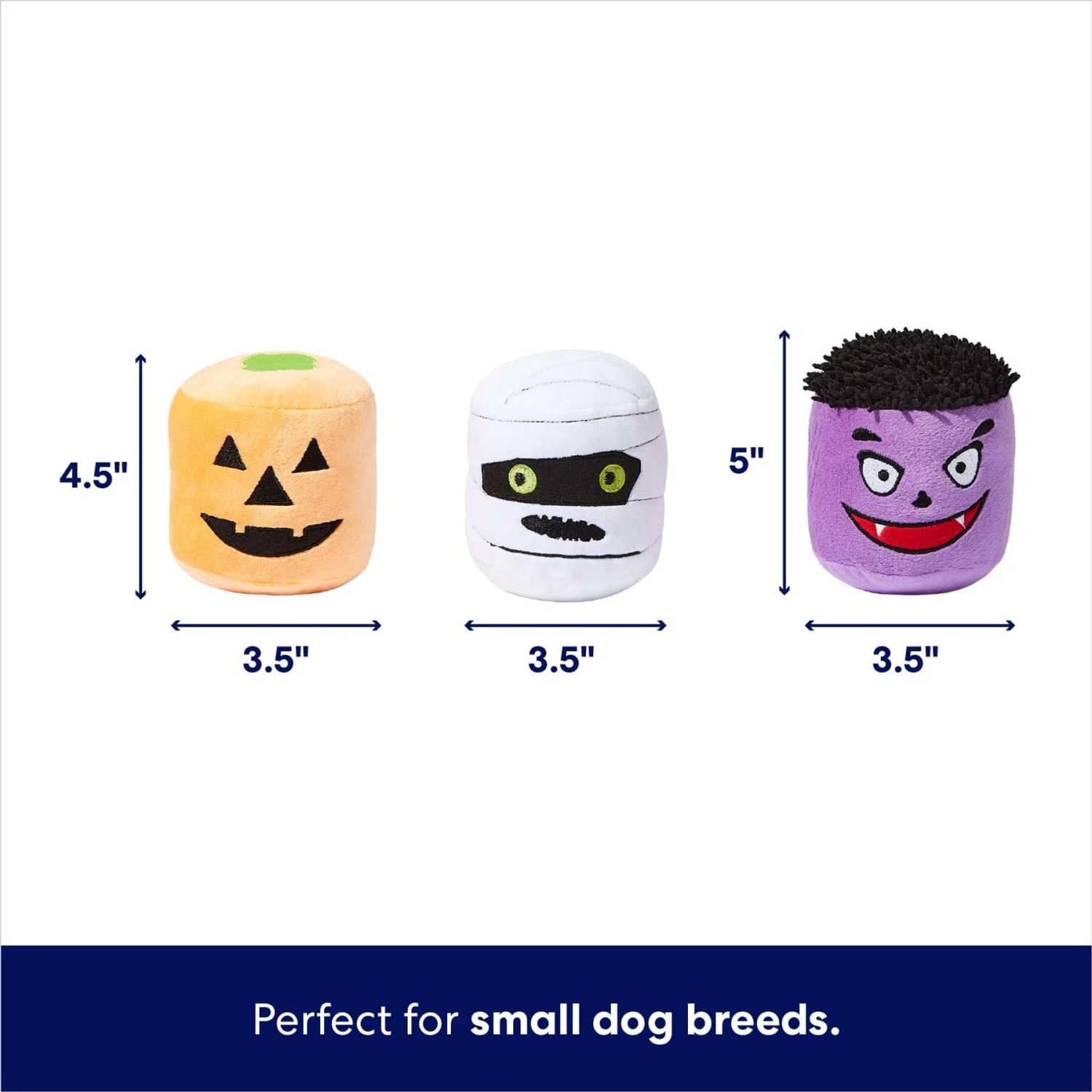 Frisco Halloween Haunted Friends Plush Squeaky Dog Toy, 3 Count 2 Frisco Halloween Haunted Friends Plush Squeaky Dog Toy, 3 Count - Image 2