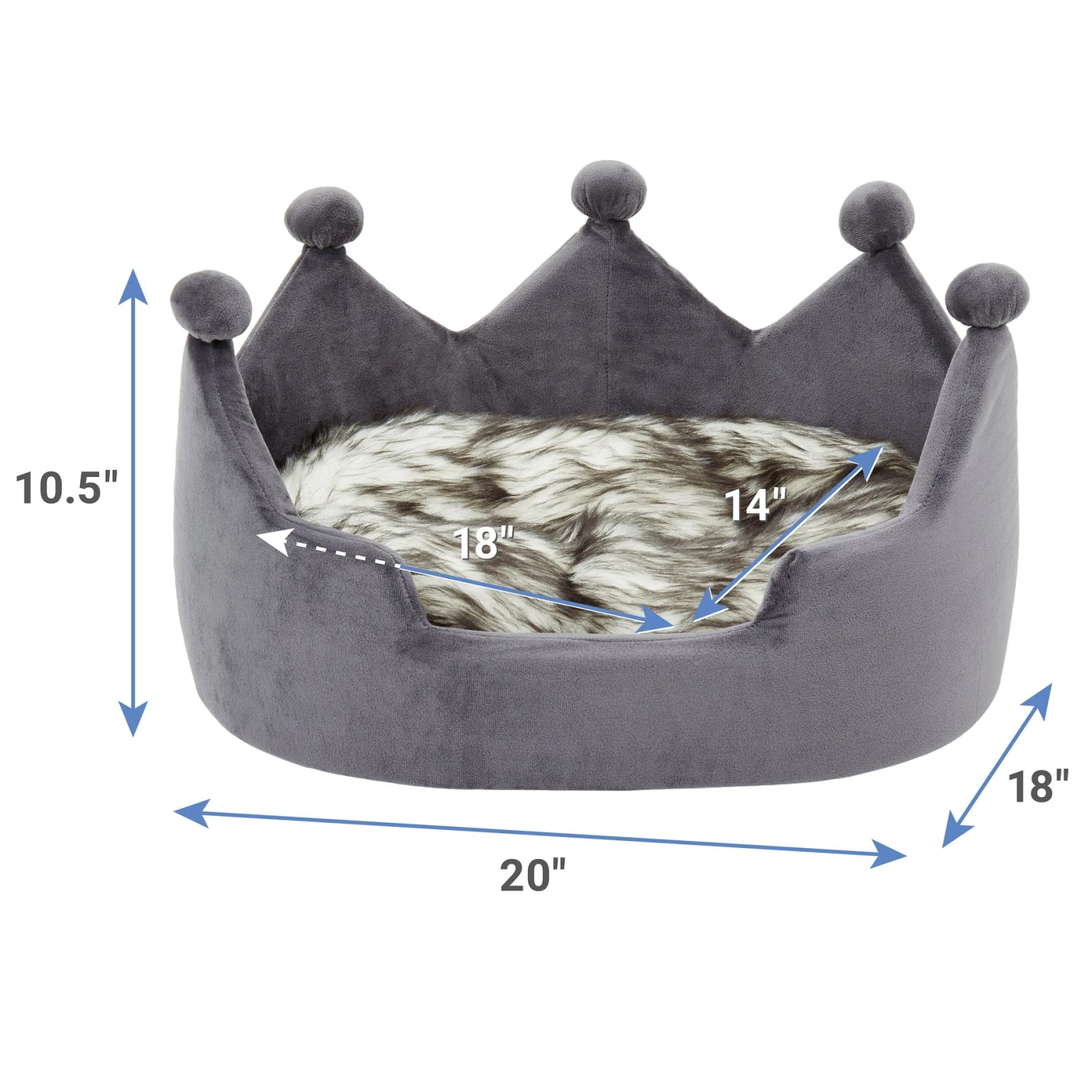 Frisco Faux Fur Crown Pillow Cat & Dog Bed 2 Frisco Faux Fur Crown Pillow Cat & Dog Bed - Image 2