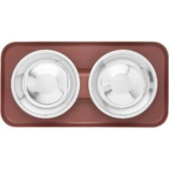 Frisco Silicone Stainless Steel Double Diner Dog & Cat Bowl, Brown 11 Frisco Silicone Stainless Steel Double Diner Dog & Cat Bowl, Brown -Frisco 277551 PT4. AC SS1800 V1627935079