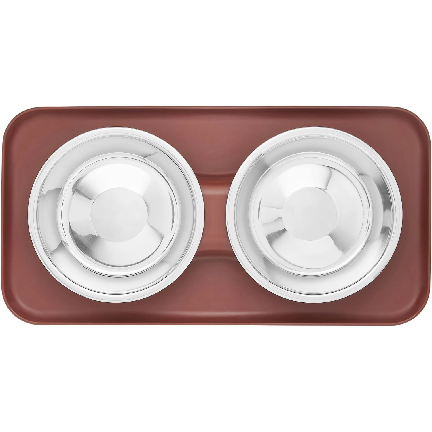 Frisco Silicone Stainless Steel Double Diner Dog & Cat Bowl, Brown 5 Frisco Silicone Stainless Steel Double Diner Dog & Cat Bowl, Brown - Image 5
