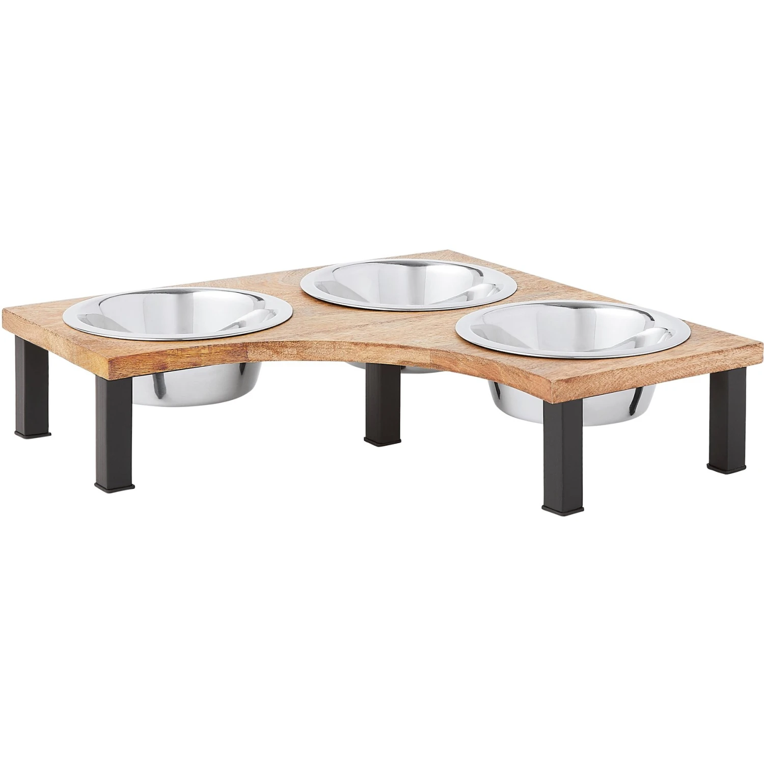 Frisco Multi Pet Feeding Corner Wood 3-Bowls Stainless Steel Dog & Cat Bowl 1 Frisco Multi Pet Feeding Corner Wood 3-Bowls Stainless Steel Dog & Cat Bowl