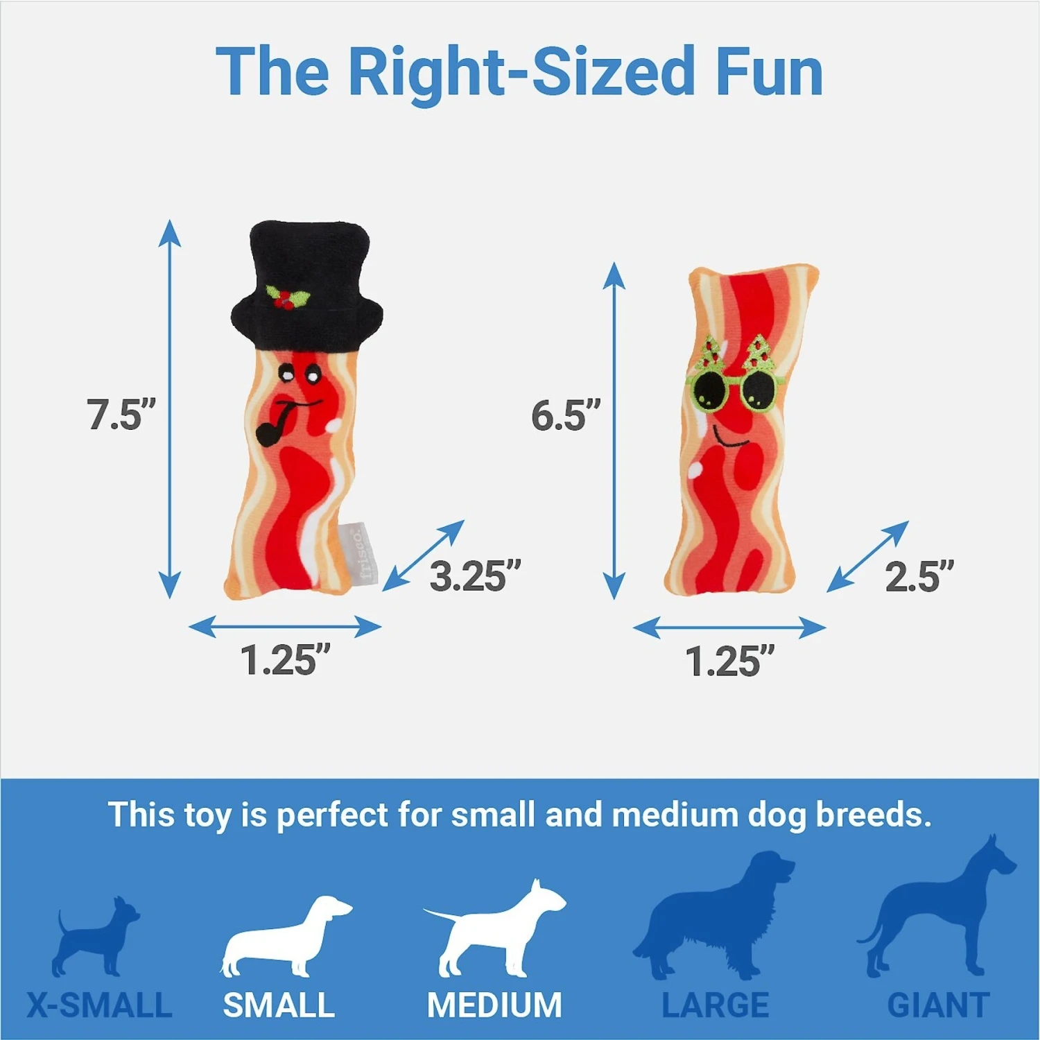 Frisco Holiday Bacon Plush Squeaky Dog Toy, 2 Count 2 Frisco Holiday Bacon Plush Squeaky Dog Toy, 2 Count - Image 2