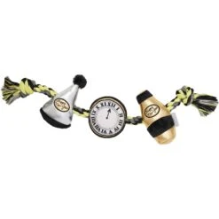 Frisco New Year's Eve Midnight Countdown Plush With Rope Squeaky Dog Toy
