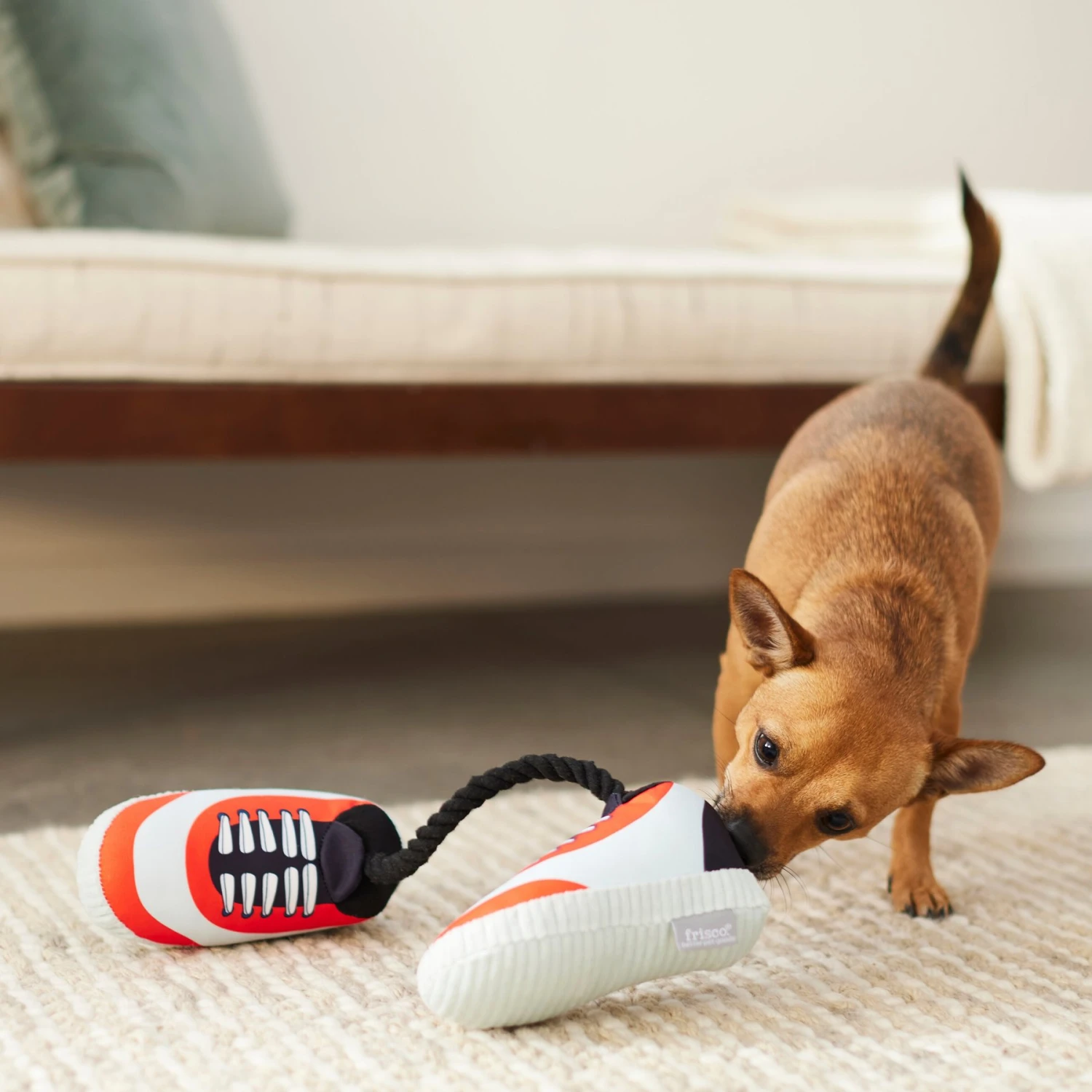 Frisco Running Shoes Plush With Rope Dog Toy 3 Frisco Running Shoes Plush With Rope Dog Toy - Image 3