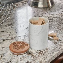 Frisco Ceramic Marble Print Personalized Treat Jar With Wood Lid, 3.75 Cups 8 Frisco Ceramic Marble Print Personalized Treat Jar With Wood Lid, 3.75 Cups -Frisco 301181 PT2. AC SS1800 V1630332462