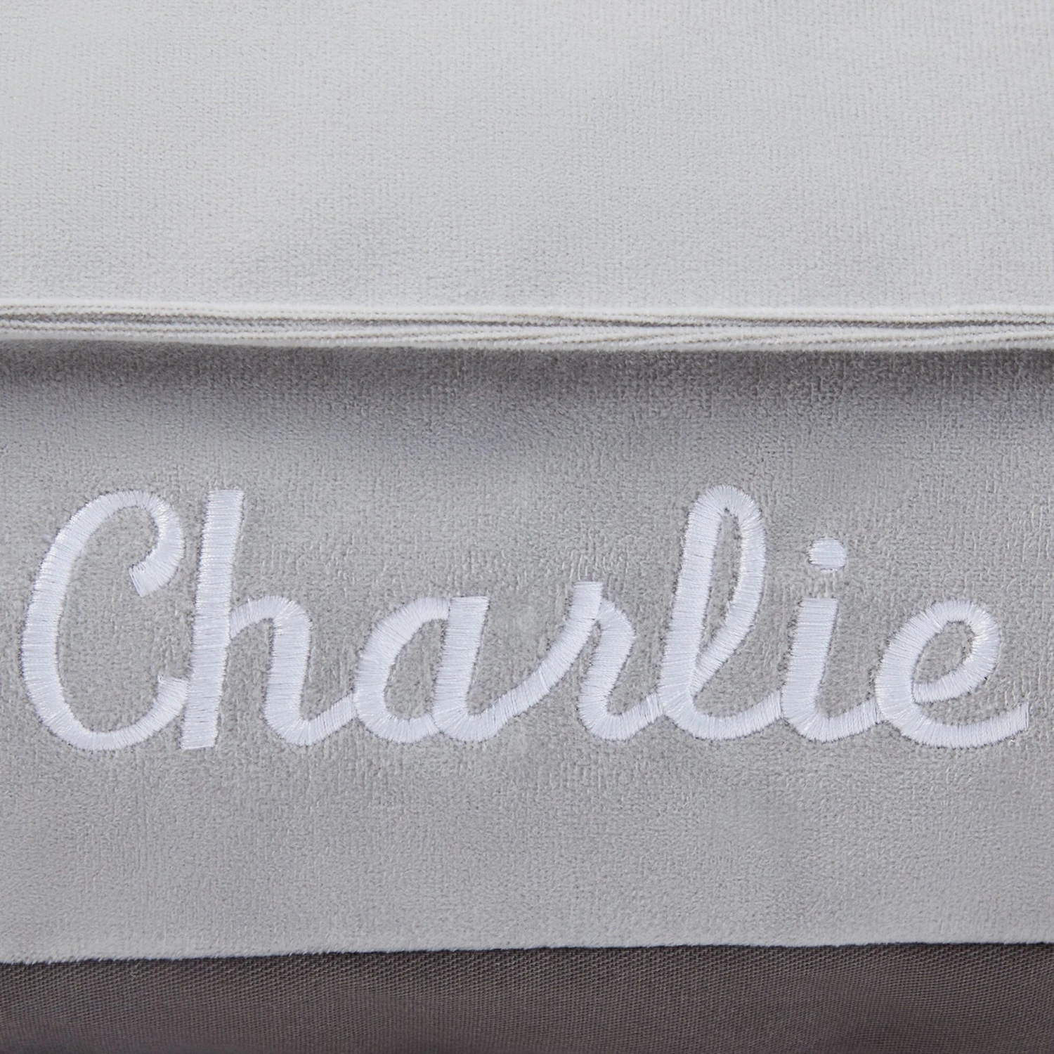 Frisco Personalized Silver Bolstered Bed With Silver Check Bolster, X-Large 3 Frisco Personalized Silver Bolstered Bed With Silver Check Bolster, X-Large - Image 3