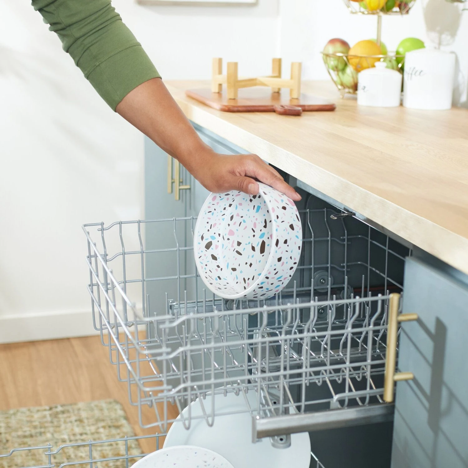 Frisco Elevated Terrazzo Non-skid Ceramic Bowl With Bamboo Stand 8 Frisco Elevated Terrazzo Non-skid Ceramic Bowl With Bamboo Stand - Image 8