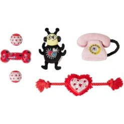 Frisco Valentine Rope, TPR & Plush Variety Pack Dog Toy