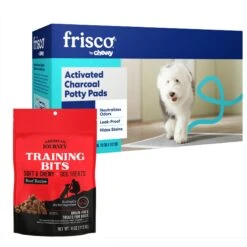 Frisco Giant Charcoal Dog Training & Potty Pads & American Journey Beef Recipe Grain-Free Soft & Chewy Training Bits Dog Treats