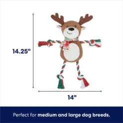 Frisco Holiday Reindeer Plush With Rope Squeaky Dog Toy & Frisco Holiday Lights Plush With Rope Squeaky Dog Toy -Frisco 986134 PT2. AC SS1800 V1698346274